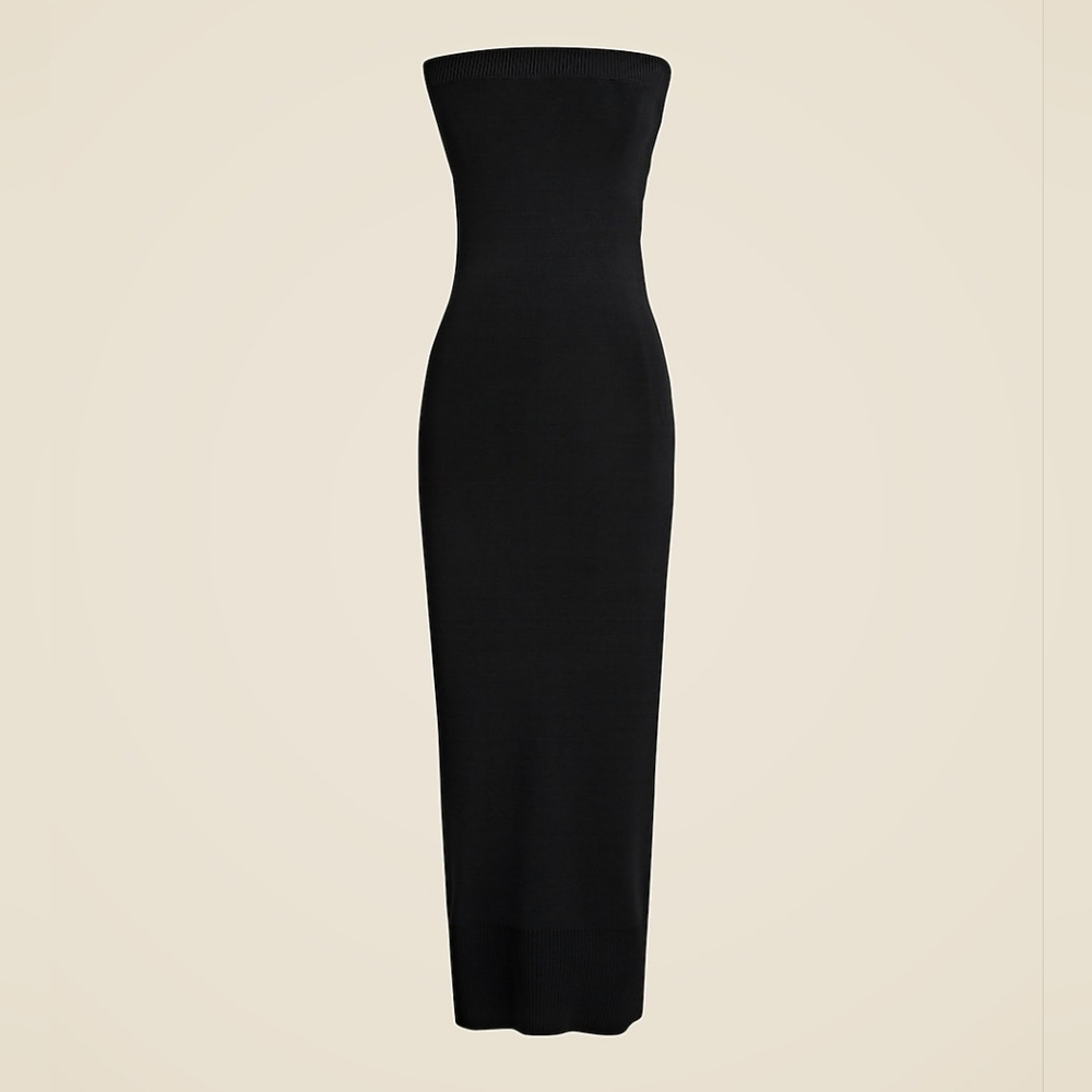 J. Crew Cyan Strapless Sweater Midi Dress Black Contour Sheathe - Picture 2 of 8